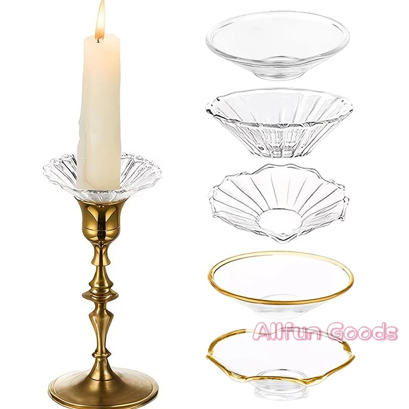 3 Pack Glass Candle Holders Set With Wax Catcher, Drip Guards& Anti-Tip Base- For Table Centerpieces, Weddings, Home Decor