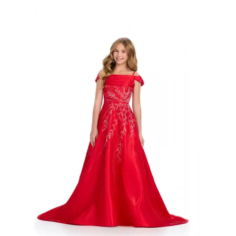 Cswdocy Off Shoulder Pageant Dress Intricate Beaded Flower Girl Dress For Wedding Pageant Birthday Gala Formal Event Party 2026