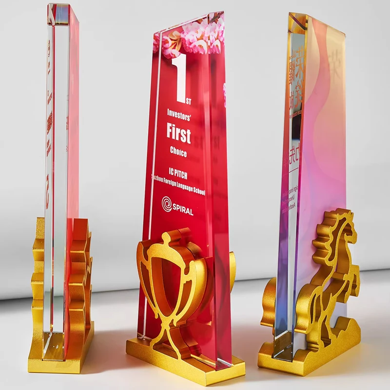 Customized Metal Horse-shaped Crystal Trophy Color Printing Prize Sports Award Outstanding Employee Souvenir Home Decoration 1Pc