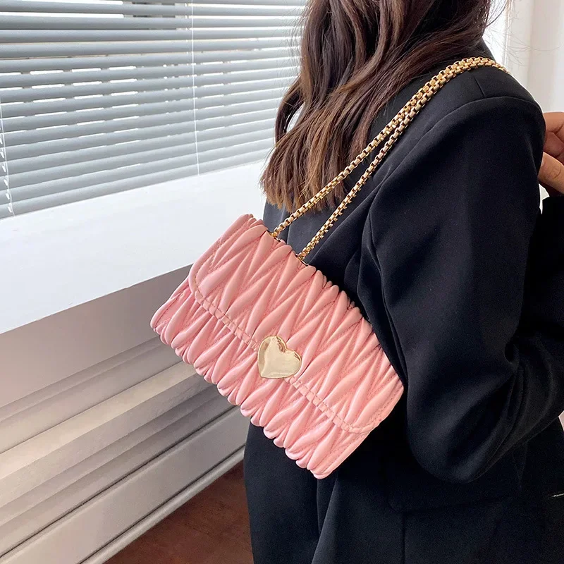 Bolso de cadena plegable para mujer, bandolera de hombro pequeña cuadrada, diseño de marca de lujo, nueva moda