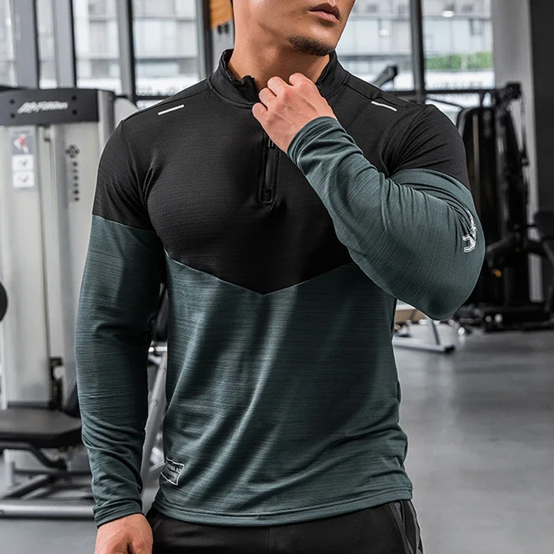 

Mens Gym Compression Shirt Male Rashgard Fitness Long Sleeves Running Clothes Homme T-shirt Football Jersey Sportswear Dry Fit