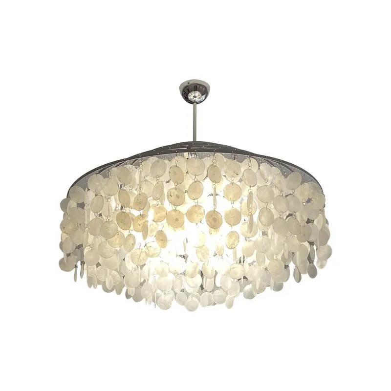 

Medieval shell wind chime chandelier living room main light creative fritillary French retro light luxury dining room bedroom