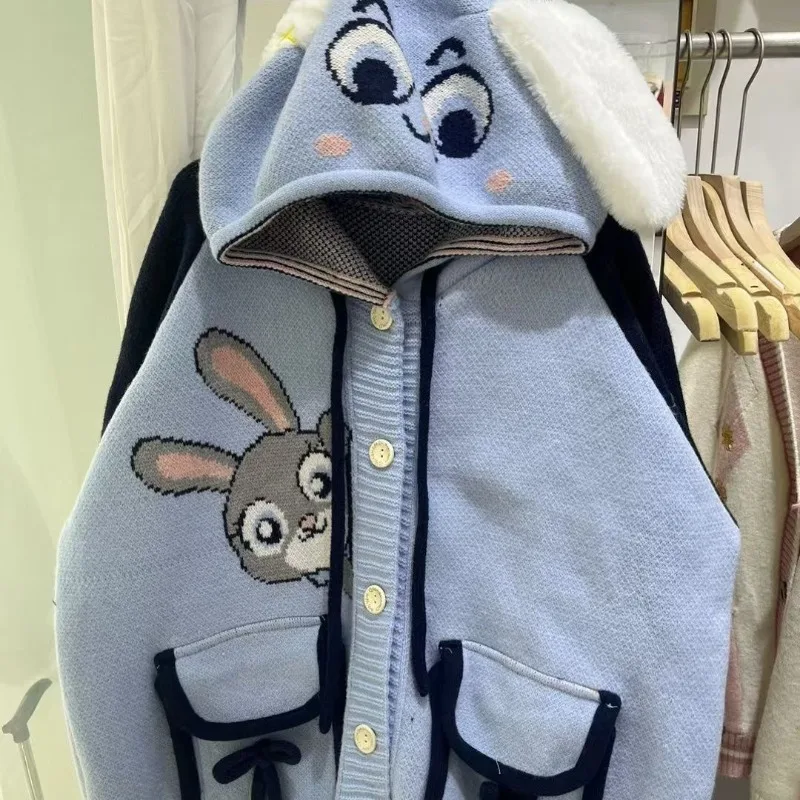 

Disney Button Hoodie Anime Cute Cartoon Sweet Autumn/Winter Versatile Popular Crazy Zootopia Judy Knitted Shirt Birthday Gift