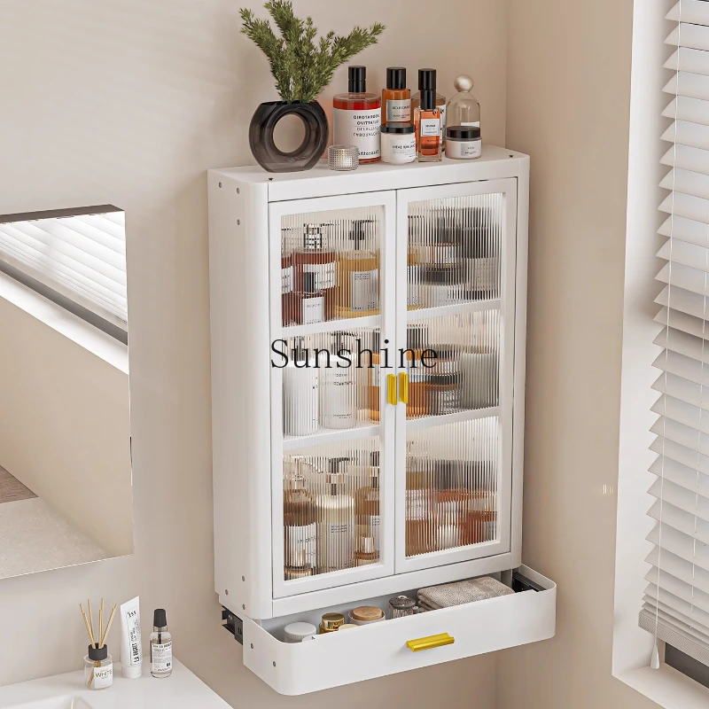 Bathroom Cosmetics Shelf with Drawer Wash Table Wall No Punching Toilet Daily Necessities, Storage