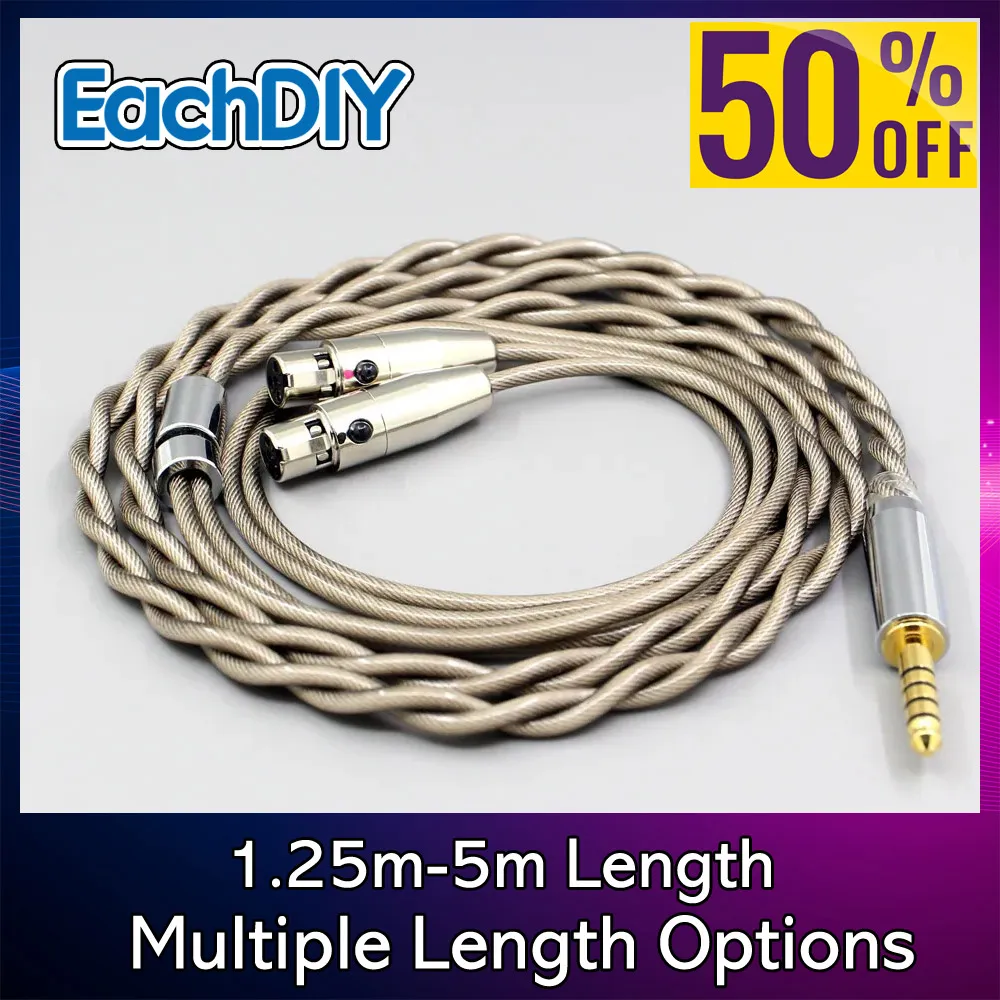 Type6 756 코어 7n Litz OCC 실버 도금 이어폰 케이블(HEDD Air Motion Transformer HEDDphone ONE 7834용)