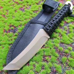 Portable small straight knife, outdoor camping self-defense knife, high hardness diving leg warmer with protective cover