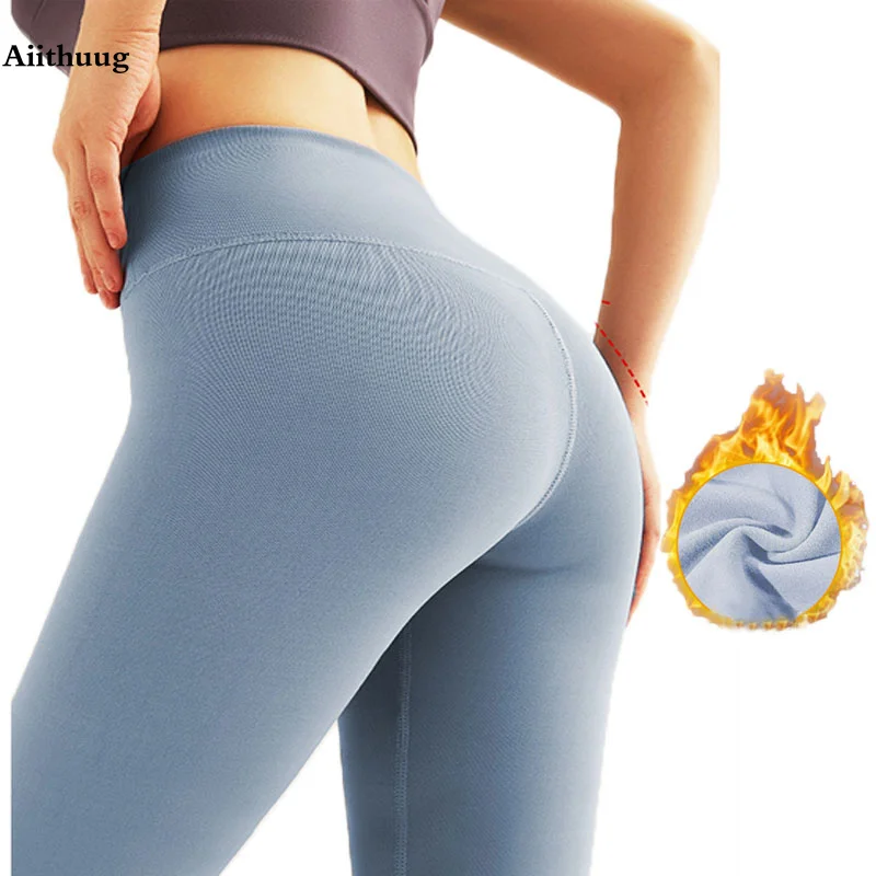 

Aiithuug Women's Light-Fleece Workout Leggings High Waisted Warm Brushed Yoga Pants Buttery Soft Yoga Tights Butt Lifting Capris