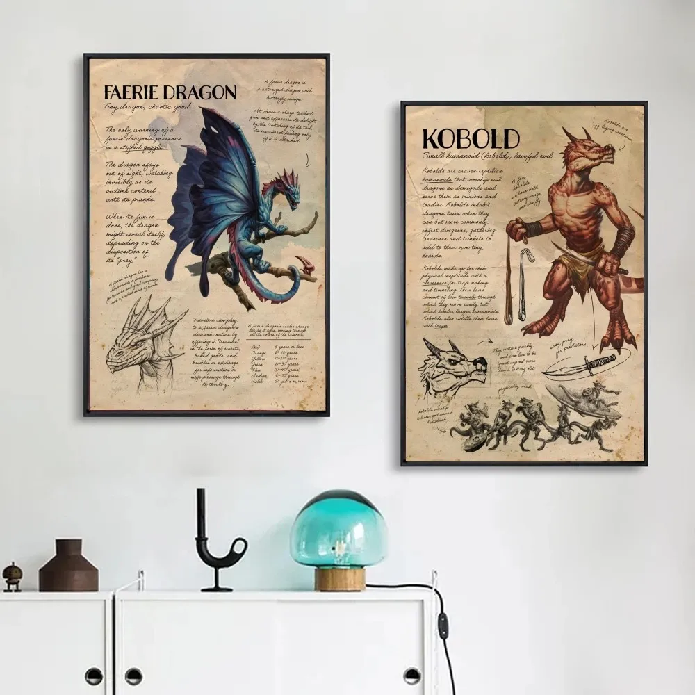 1pc Game Dragons And Dungeon Creatures Poster Poster Art Print Bar Living Room Furniture Decor