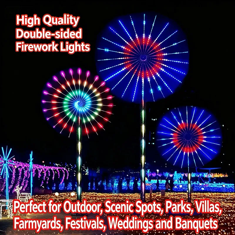 Multi‑Mode Rotating Windmill LED Firework Light, Double‑Sided Glow Waterproof Programmable Outdoor Patio Decoration