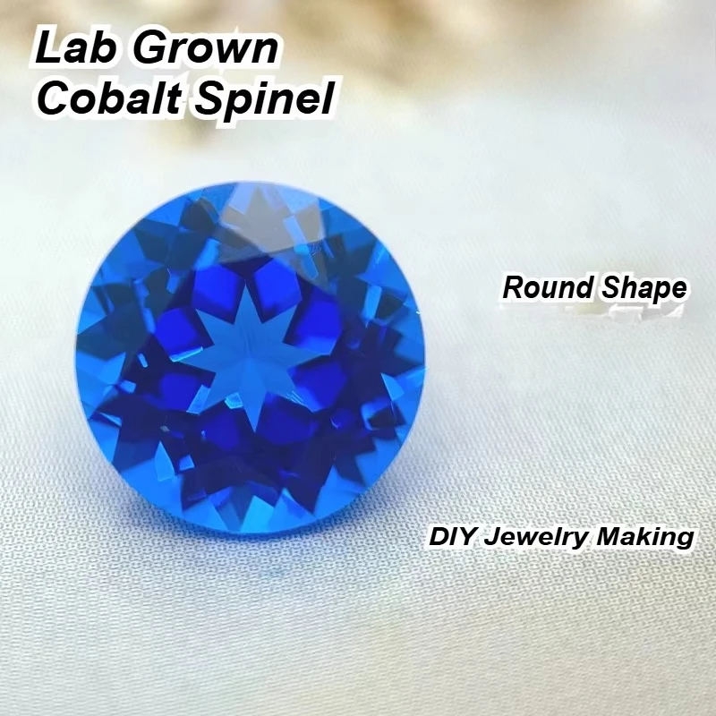Hochwertiger, im Labor gezüchteter Cobalt-Spinell-Edelstein in runder Form für die Herstellung von Schmuck, Ringe und Anhängern – Materialien zur Auswahl, Zertifikat erhältlich. – Detail 1