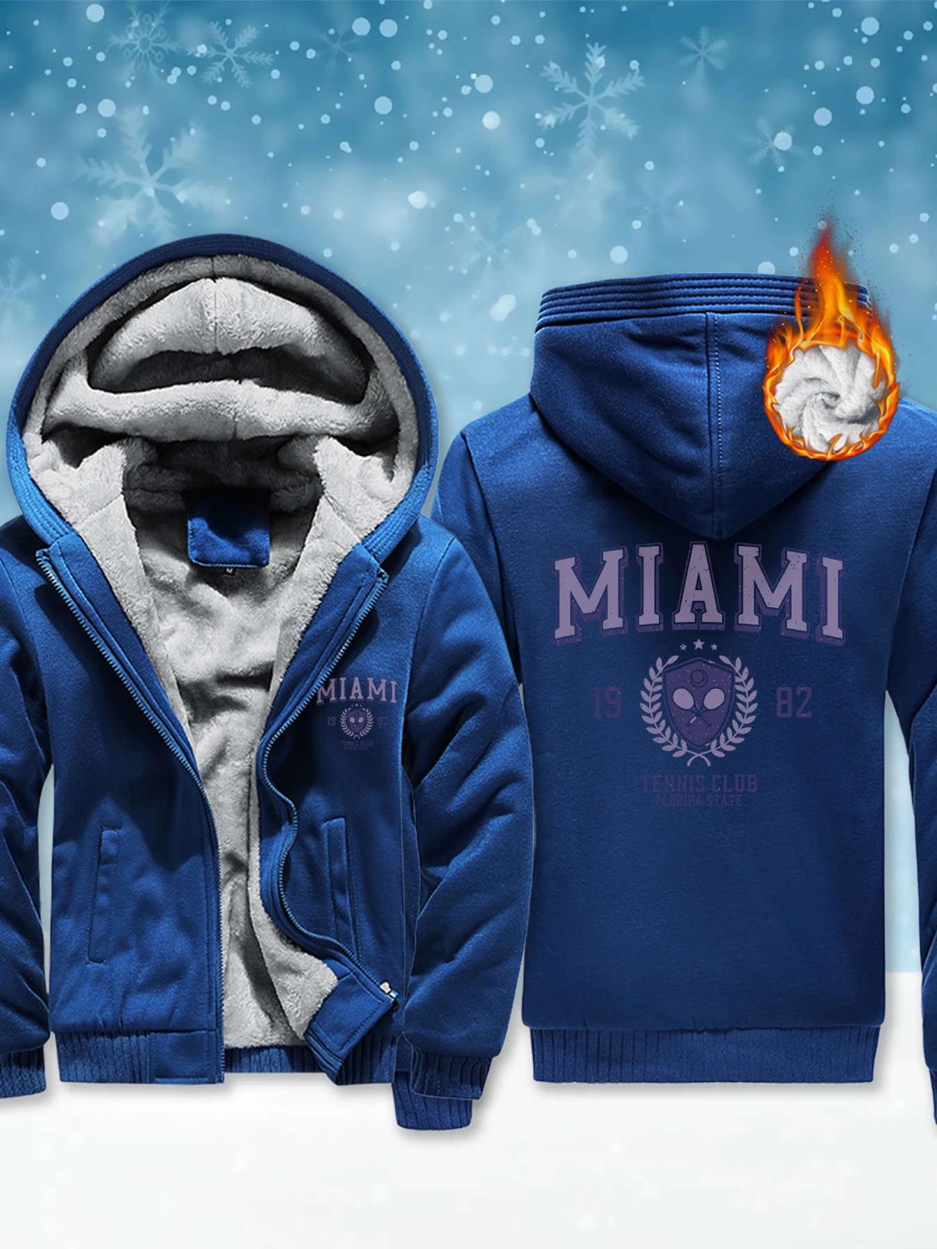 ميامي فلوريدا 1982 الطباعة الرجال البلوز في الهواء الطلق الشتاء الشارع الشهير لينة الصوف البلوز الوزن الثقيل الأزياء سستة الستر