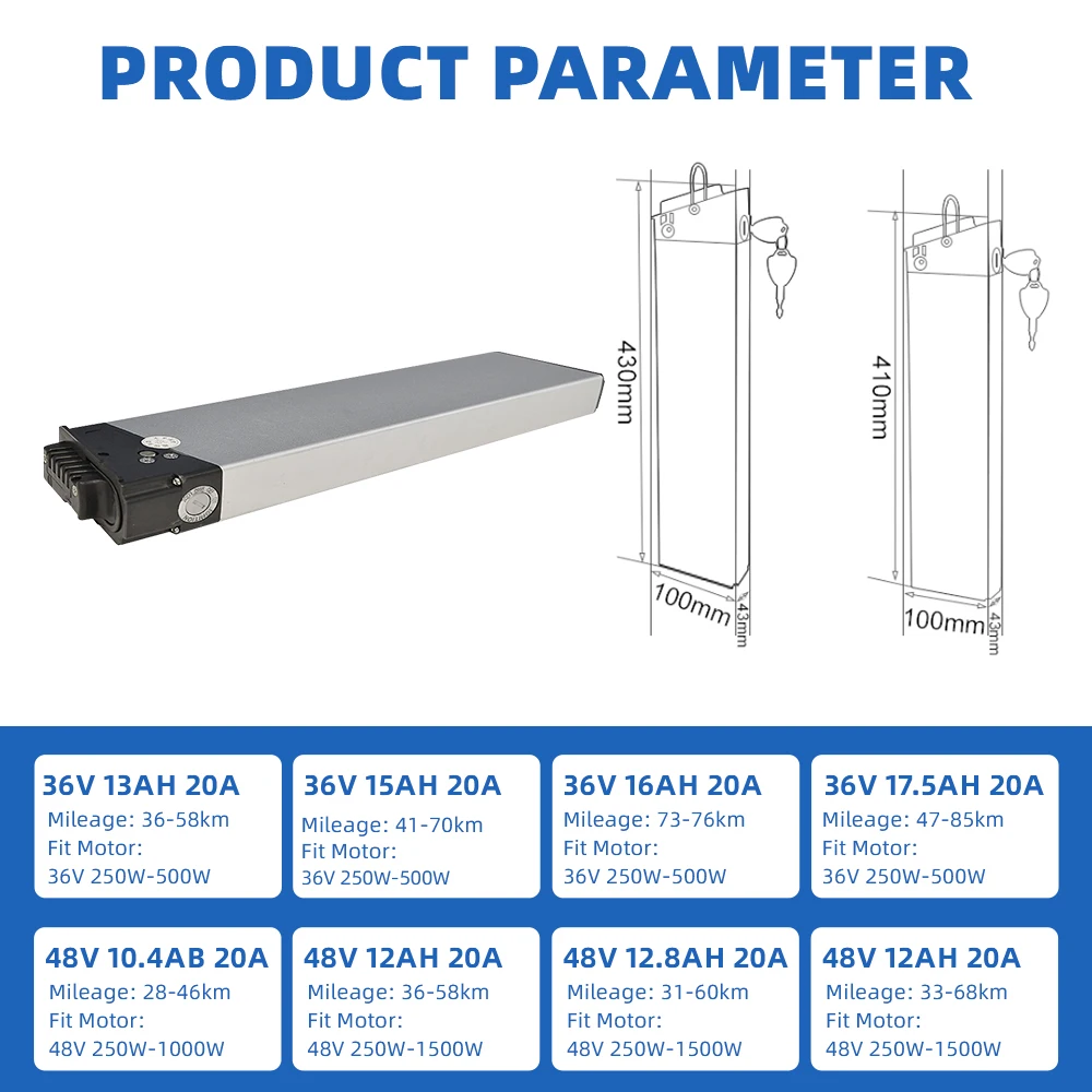 Electric Bike 48v10.4ah13ah 36V12AH17.5AH Folding Ebike Lithium Battery 250W 500W 750w