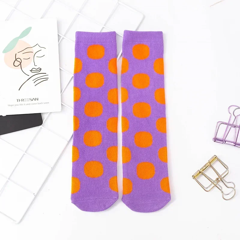 Girl Long Knee Socks New 1-12 Y Child Socks Autumn Winter Color Matching Dot Children's Pile Student Kids Boys Girls Tube Sock