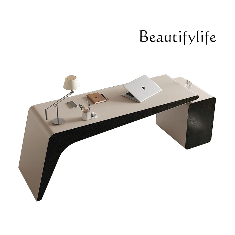 

Italian minimalist desk home high-end saddle leather office retro style writing desk computer desk