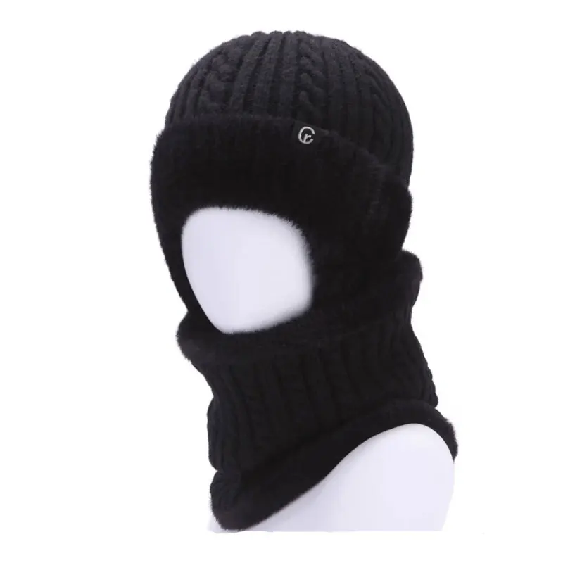 Moda masculina inverno chapéu de malha de pelúcia calor pico boné earmuff moda casual pele do falso forrado bombardeiro chapéus ciclismo proteção da