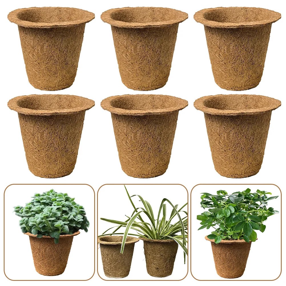 

6pcs Coir Nursery Pots 3Inch Mini Plant Containers For Succulents Bonsai Balcony Garden Flowerpots Home Decor Outdoor Planting