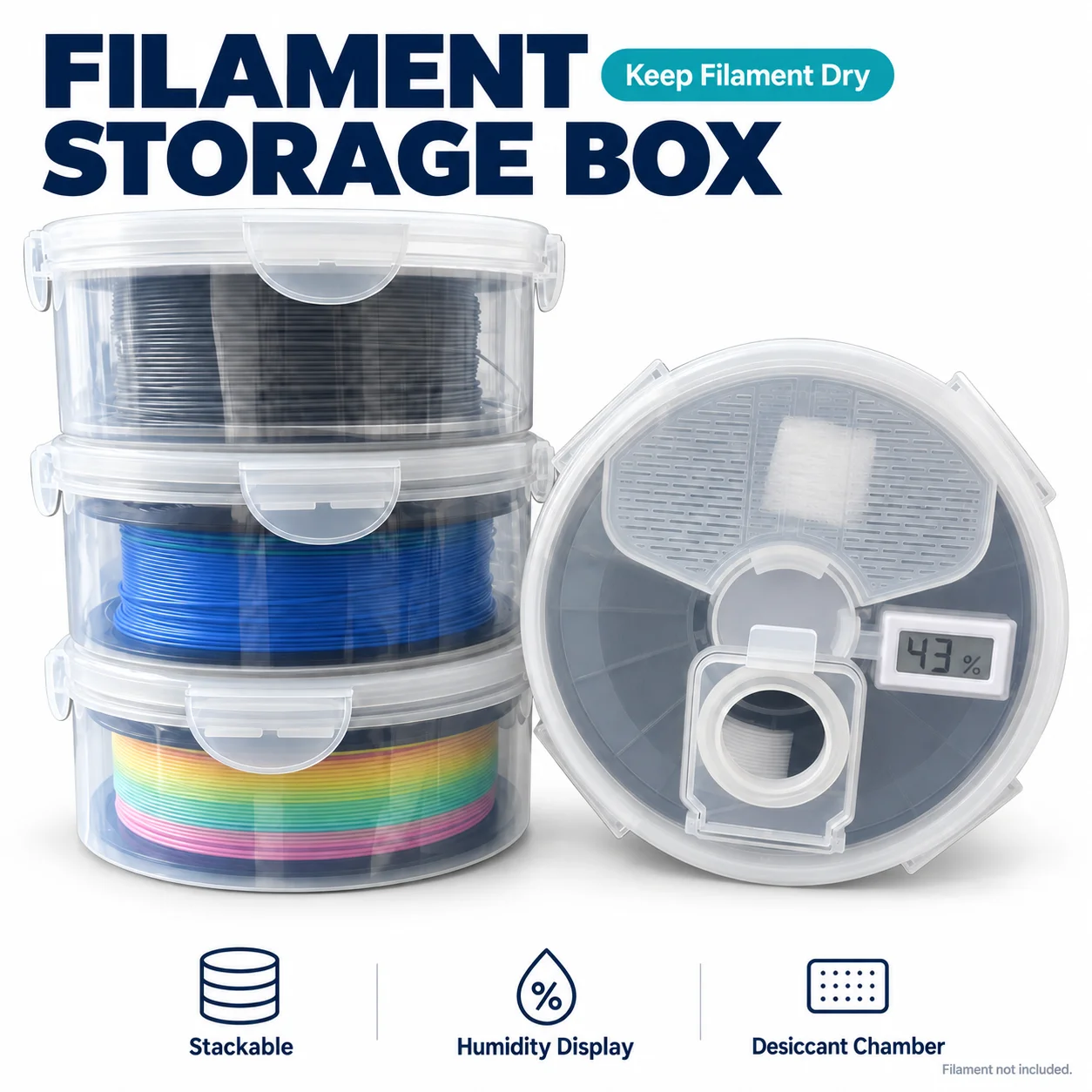 3D Printing Filament Dry Box Airtight Wall Hanging 1KG Storage Case, Dustproof Anti-Moisture Sealed Box, Wall-Mounted for Filame