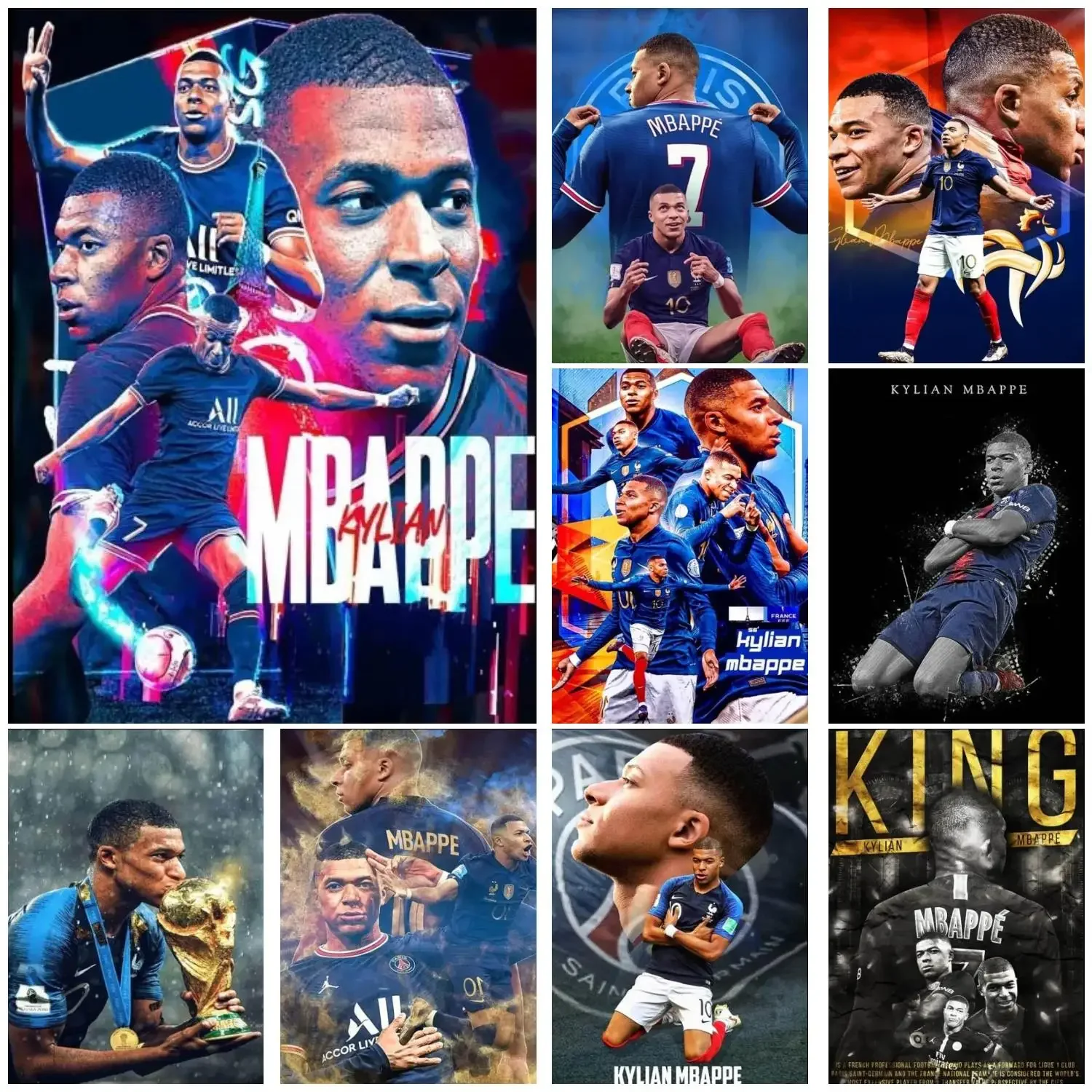 K-Kylian Football Star M-Mbappe Canvas Poster Home Room Decor Livingroom Bedroom Aesthetic Art Wall Painting Stickers