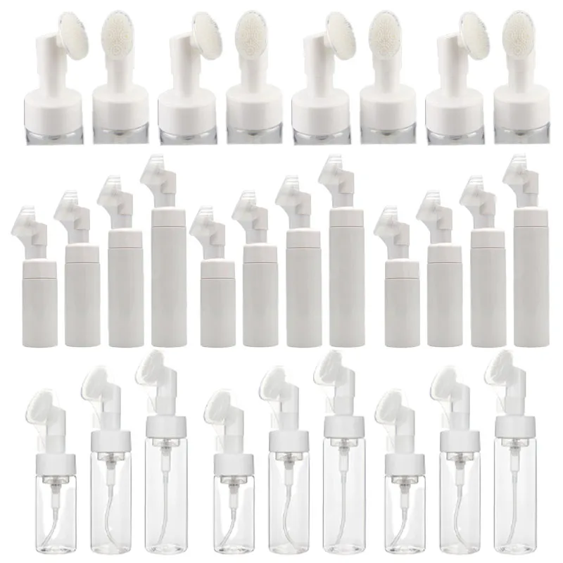 

5Pcs Empty Facial Cleanser Mousse Foam Gel Head Wash Brush Foam Bottle Pressure Cleansing Milk Foaming Soap Pump Dispenser