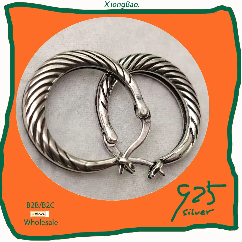 

2026 Metal Heavy Minimalist Street Punk Hoop Circle Ear Jewelry Drop Stamp 925 Sterling Silver Fashion big Earrings for Women