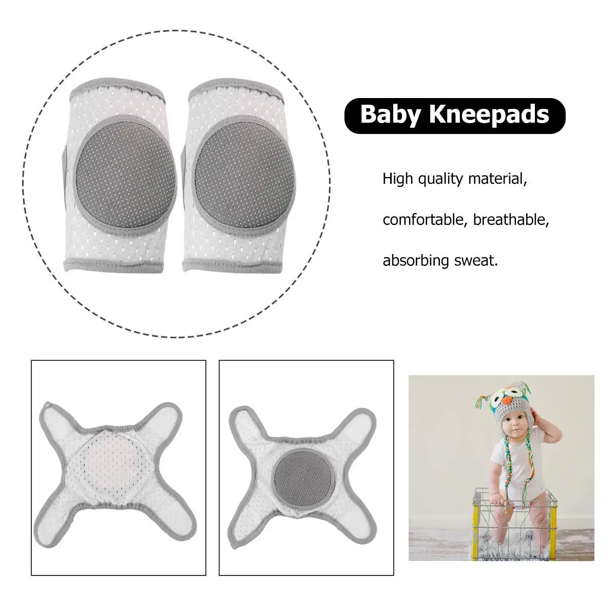 

Thin Knee Pads for Baby Crawling Infant Protective Adjustable Kids Sleeve Breathable Soft Material Comfortable Wear Summer