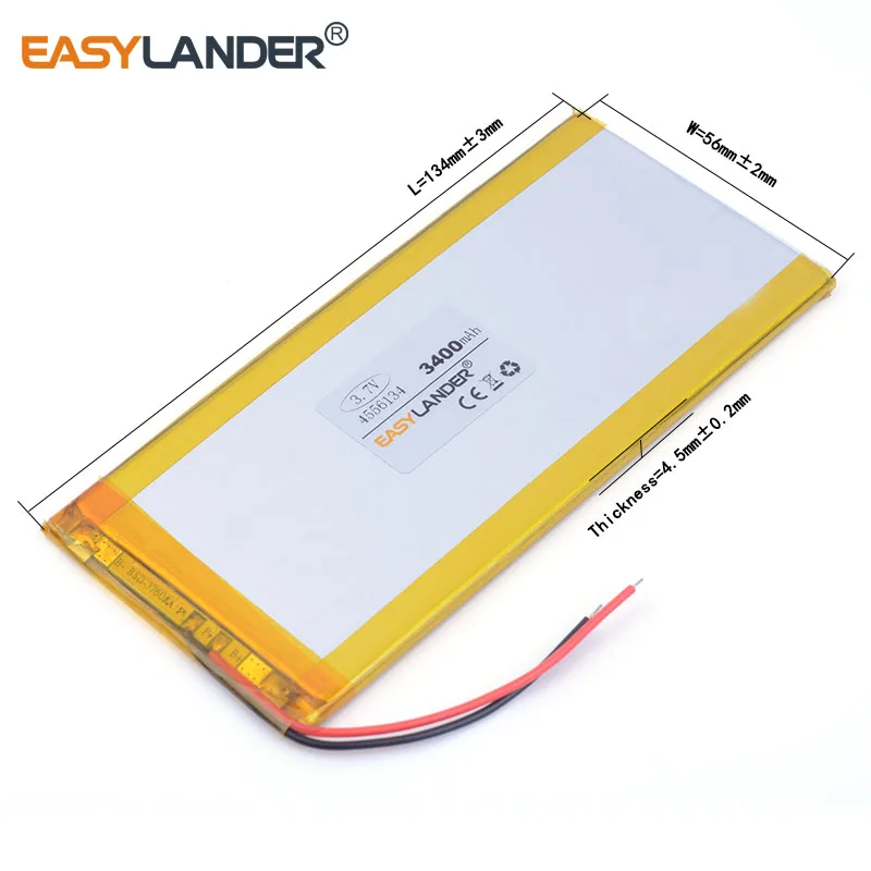 4556134   3.7v 3400mAh แบตเตอรี่ลิเธียม Li-ion Li Polymer แบบชาร์จไฟได้