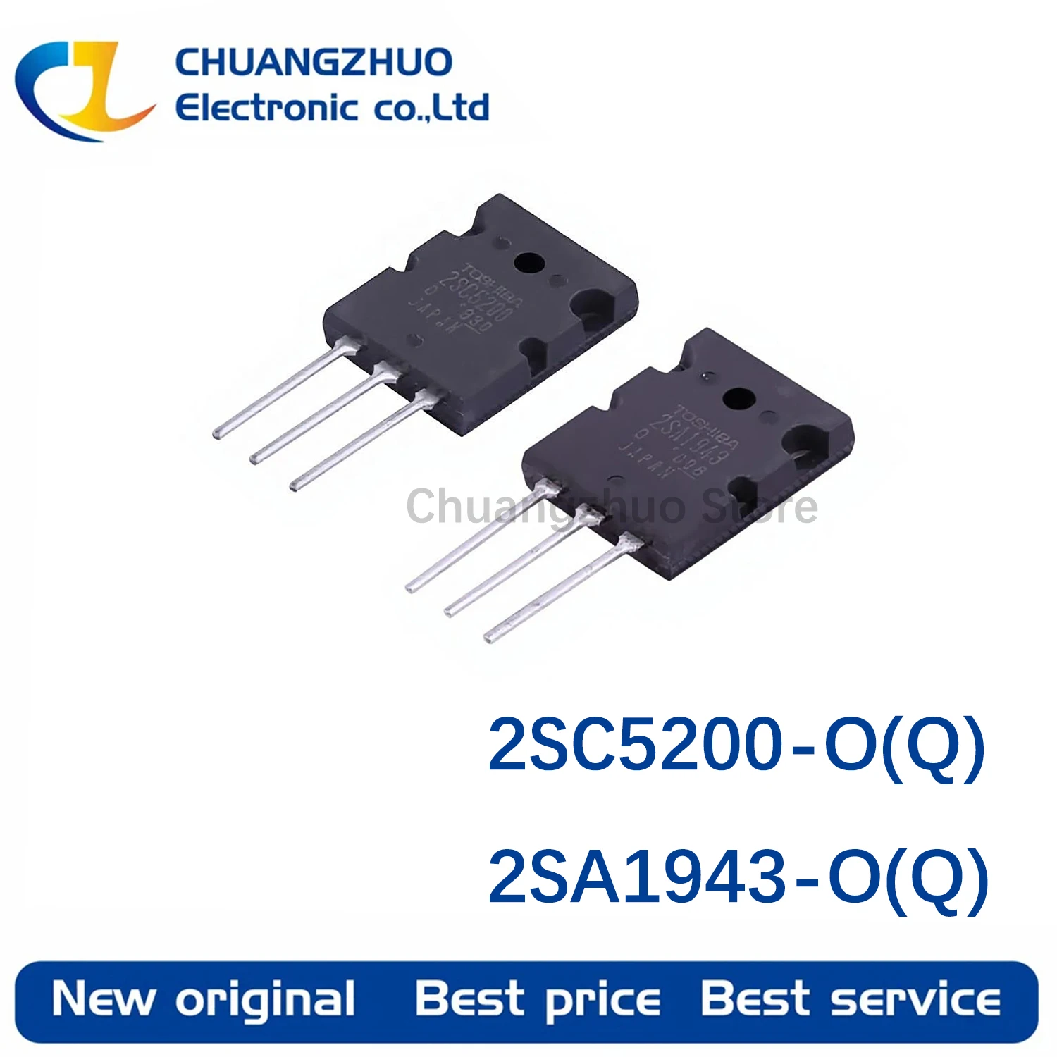 1Pair 2SC5200 2SA1943 TO-3PL 2SC5200-O(Q) NPN 2SA1943-O(Q) PNP 230V15A 150W for 100W Class AB Hi-Fi