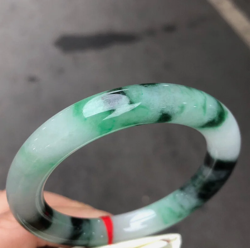 Round Rod Nature Grade A High Icy Green Burma Jade jadeite bracelet bangle 55mm