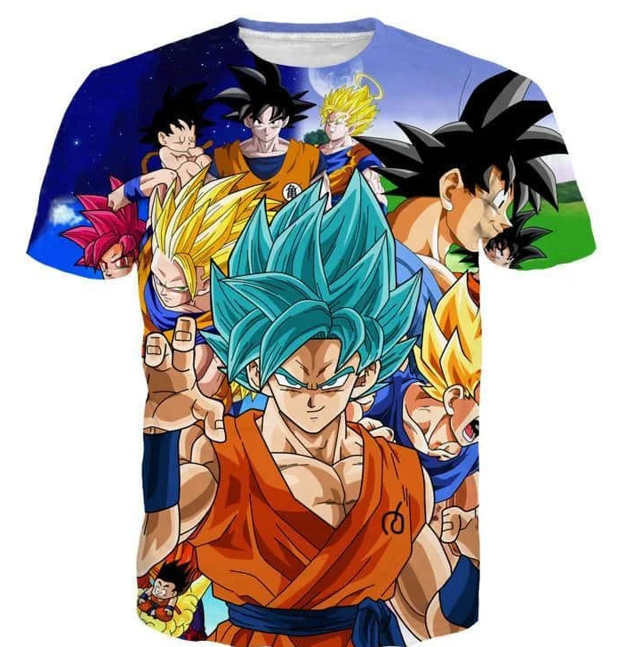 

2026 Dragon Ball Authentic Licensed 3D Printed T-shirt Parent-child S-6XL 90cm-160cm Trendy Goku Vegeta Daily Wear
