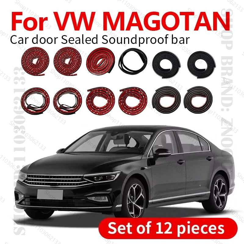 

For VW MAGOTAN B7 B8 Car Door Seal Strip Rubber Double Layer Sealing Protector Soundproof Strip Dustproof Seal Strip 12PCS Set
