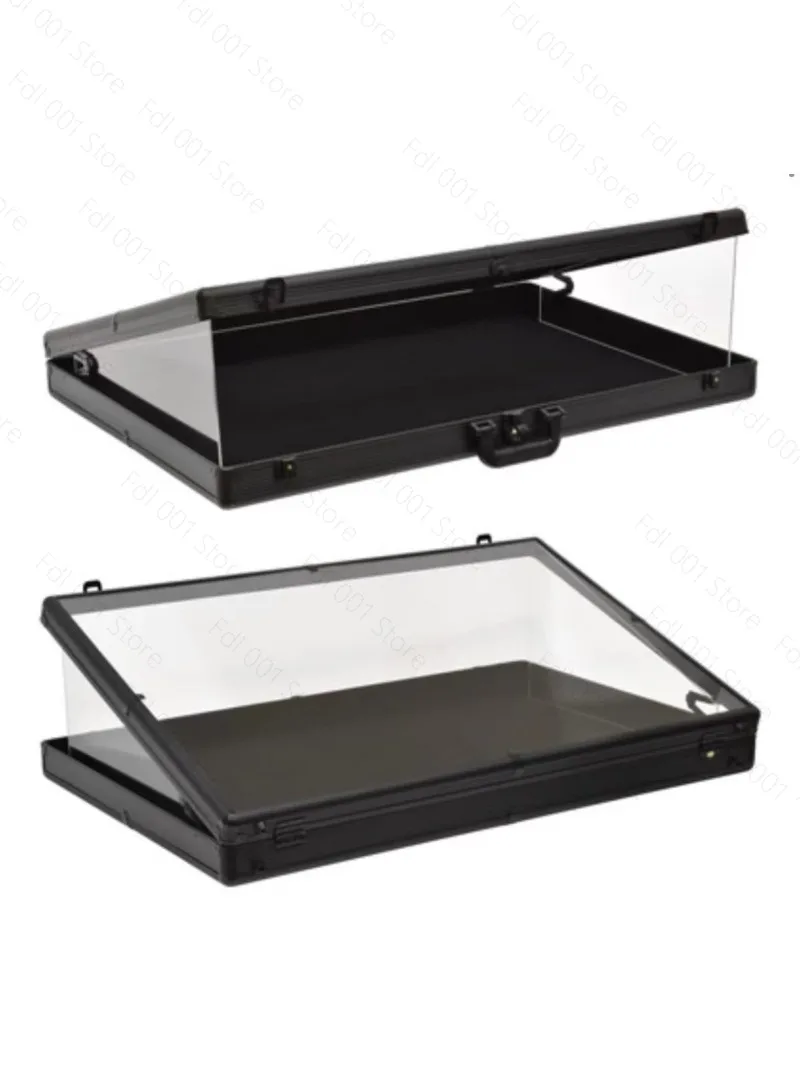 Silver Aluminum Acrylic Transparent Lockable TCG Card Display Case Portable Collectible Trading Card Display Stand for Trade