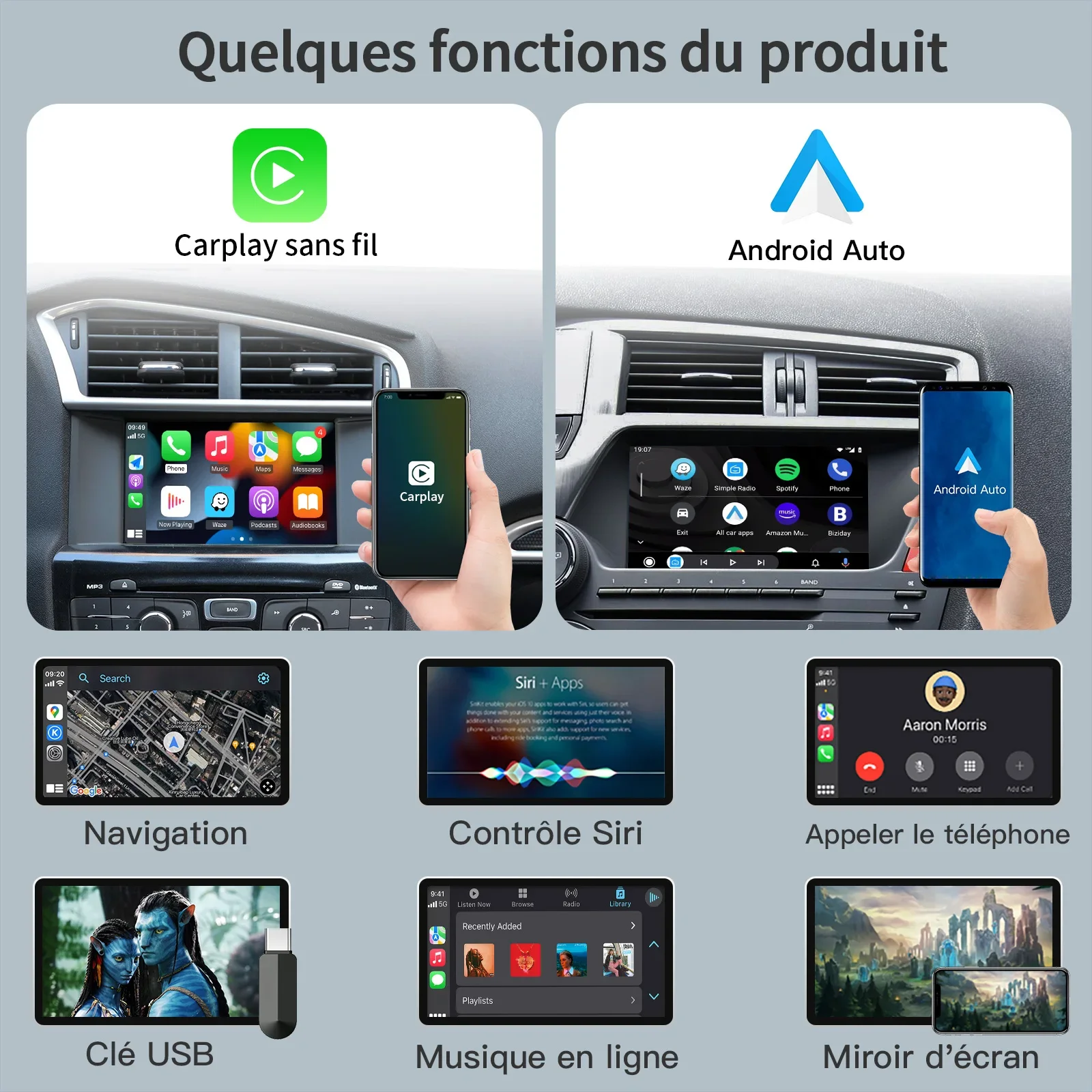 AUTOABC Wireless  Carplay Android auto for Peugeot SMEG 208 308 508 3008 Citroën C4 DS3 DS4 DS5 Multimedia module Camera