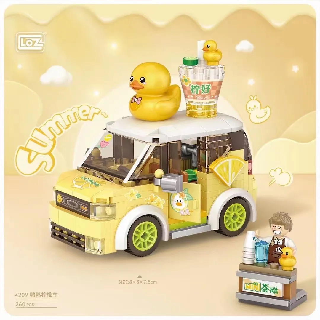 LOZ Lizhi New Pinyin Q Cute Car Driving Home Furnishings Small Building Blocks Summer Series Style