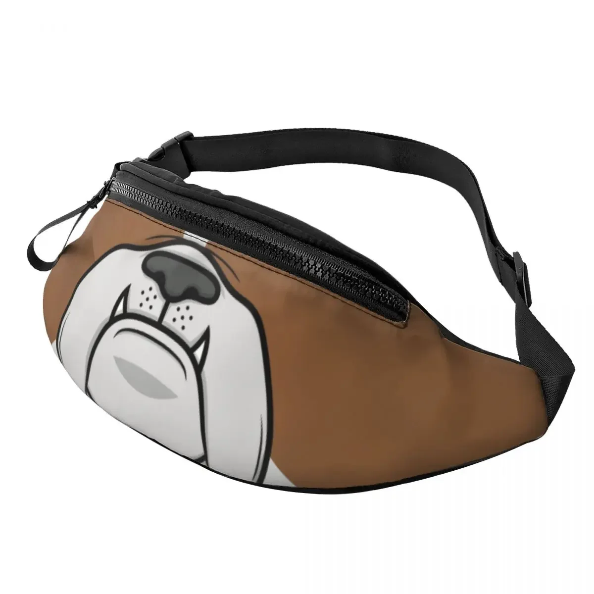 Casual British English Bulldog Dog Face Nose Fanny Pack Women Men Frenchies Crossbody Waist Bag for Hiking Phone Money Pouch