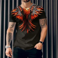 2024 New Men's T-Shirt 3d Wing Print Tshirts Street Hip Hop Short Sleeve Pullover Casual Oversized Tops Summer Men Clothing 4XL