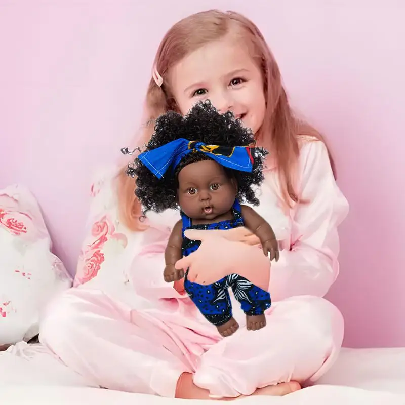 Zwarte Babypop Echt Uitziende Baby Poppen Realistische Zwarte Pasgeboren Baby Meisje Poppen Afro Amerikaanse Reborn Peuter Poppen Voor Meisjes