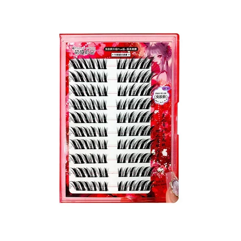 Mengjie False Eyelashes Natural Look Fake Eyelashes Large Capacity Lashes Free Self-Adhesive Single Cluster Dense False Lashes