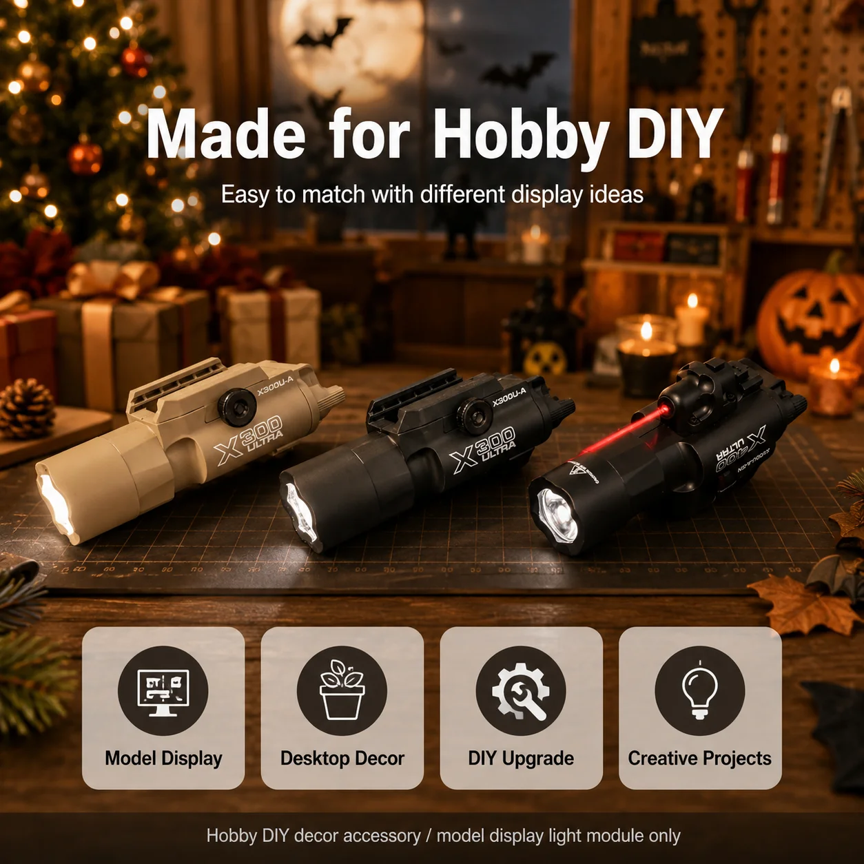 Dual Light Source LED & Laser Module X300 X400 Type Universal 20MM Rail DIY Hobby Accessory