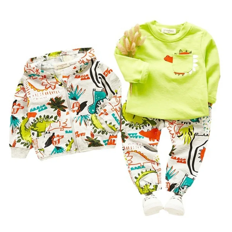 

Autumn Baby Girl Clothes Suit Children Boys Casual Cartoon Hooded Jacket T-Shirt Pants 3Pcs/Sets Toddler Costume Kids Tracksuits