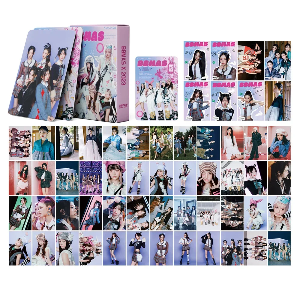 55 sztuk/zestaw Idol Girl Group Nowy Album Króliczki Klub HD Drukowane Karty Zdjęciowe MINJI Hanni DanieIIe Hyein Haerin Lomo Karty Prezenty dla Fanów