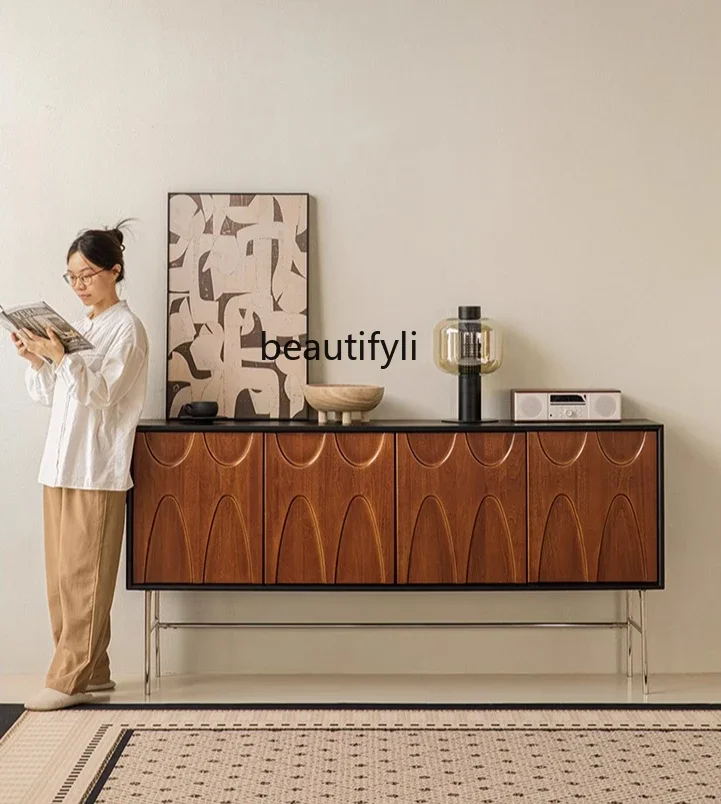 

Medieval solid wood dining side cabinet, living room storage, wall storage cabinet, retro bedroom storage cabinet
