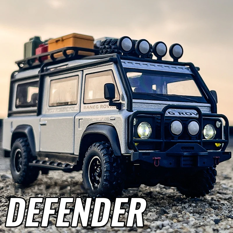 1:32 Land Rover Defender Off Road VAN Alloy Car Model Sound and Light Pull Back Children's Toy Collectibles Birthday gift