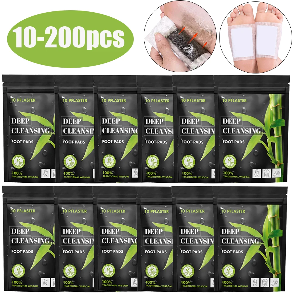 200-10PCS Detox Foot Patches Pad Detoxification Body Toxin Cleansing Slimming Stress Relief Feet Pads Keep Slimming Herbal Patch