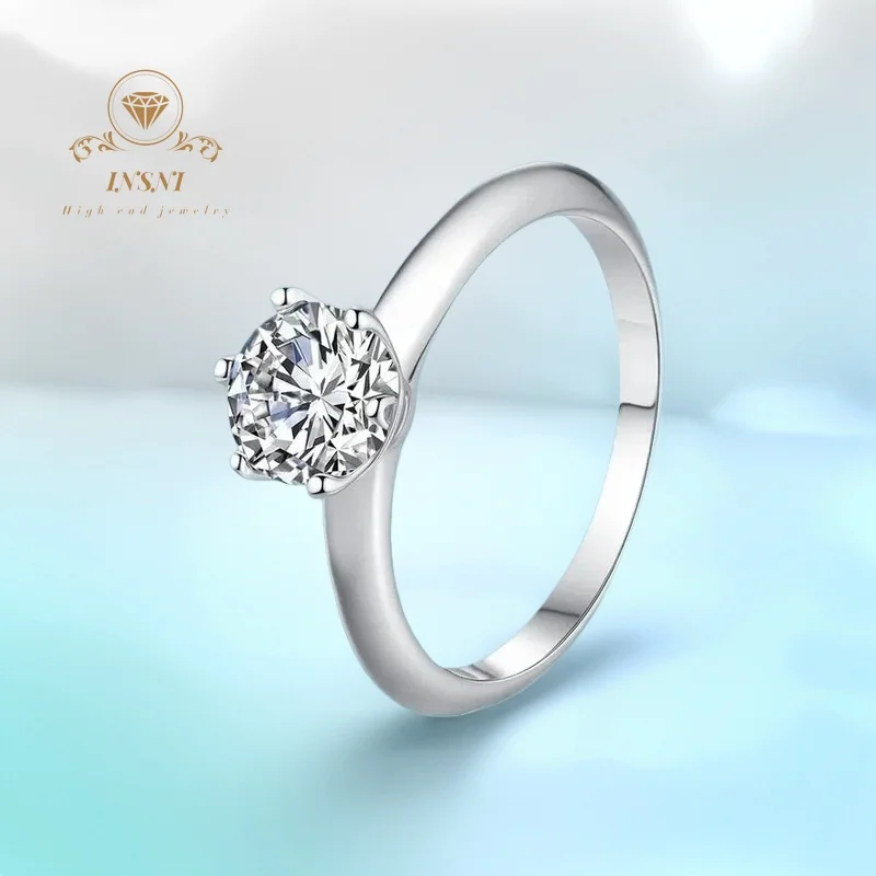 

2ct S925 Silver Six-Claw Crown Moissanite Proposal Ring Adjustable GBA Certified Eternal Love Gift Women hypoallergenic jewelry