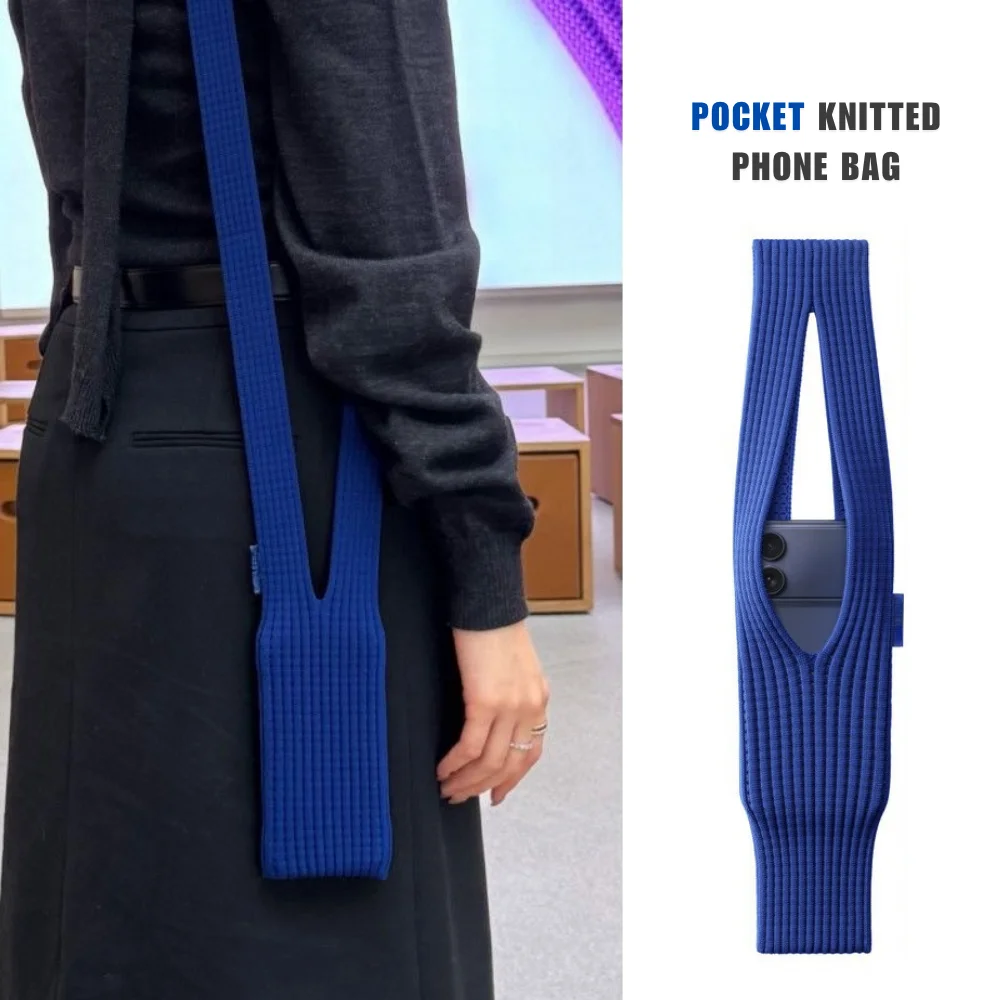 Knitted Phone Bag Adjustable Crossbody Shoulder Bag  Available 40/80cm Universal Storage Bag - Simple Portable Phone Pocket