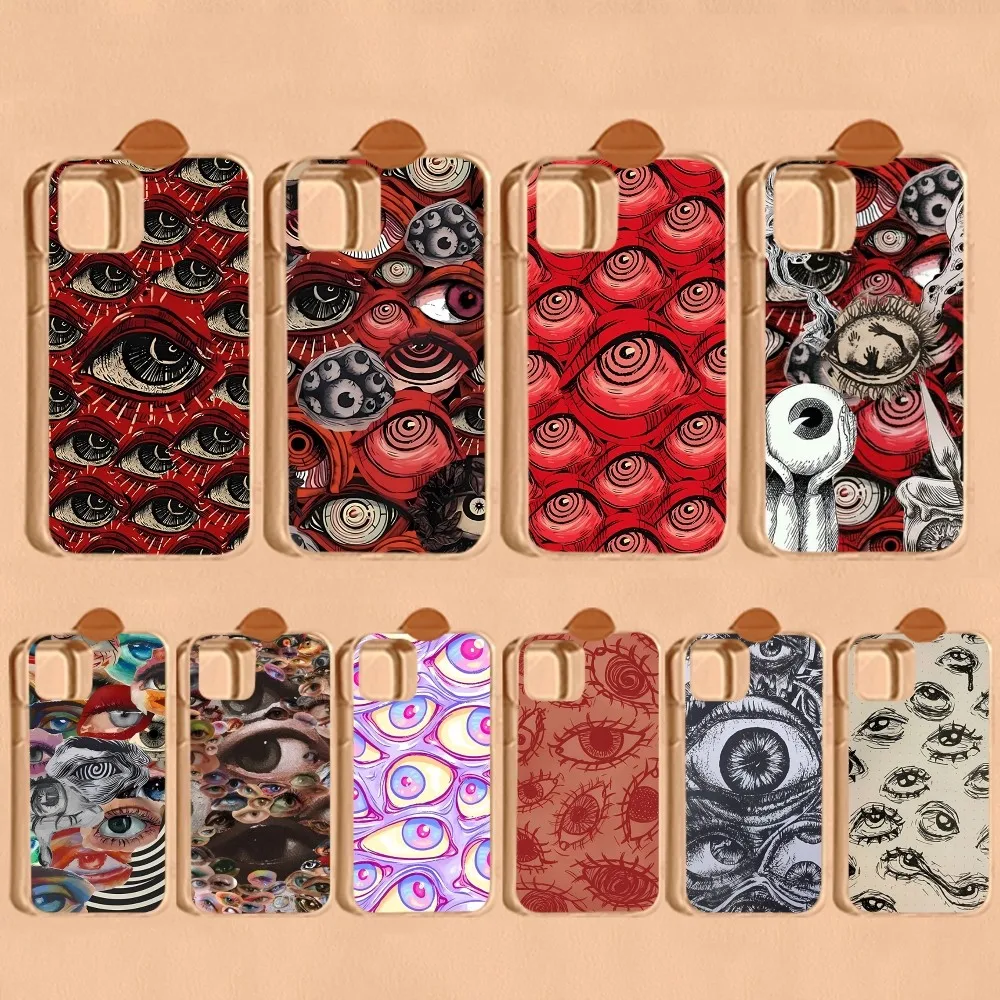 Scary Face Eyes Phone Case For IPhone 15 14 13 12 Mini 11 Pro XS Max X XR SE 6 7 8 Plus Soft Silicone Cover