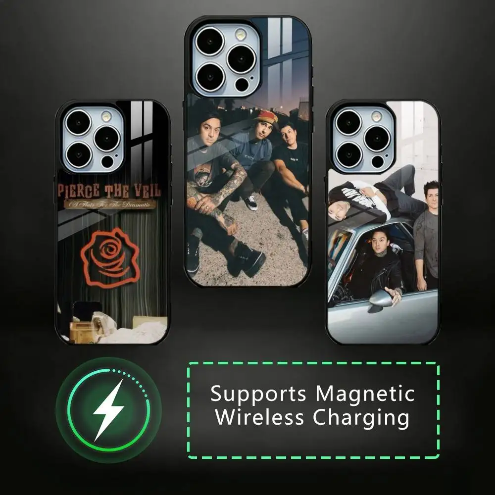 

P-Pierce The Veil Band Phone Case For iPhone17,16,15,14,13,12,11 Plus,Pro Compatible with magnetic wireless charging