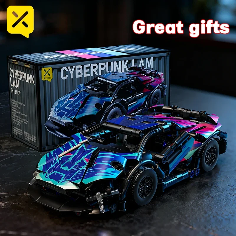 Colorido cyberpunk clássico carro esportivo 321 pçs blocos de construção requintado diy tijolos kits padrão carro corrida brinquedos para coleção