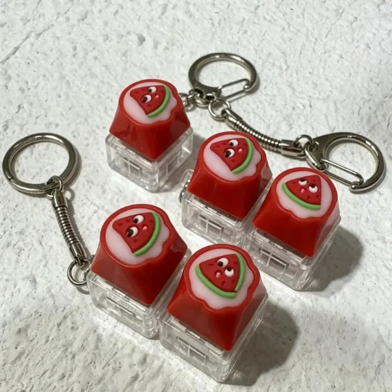 Antistres Keycap Keychain With Lights Fruit Decompression Finger Keyboard Pendant Mechanical Keyboard Stress Reliever Gift