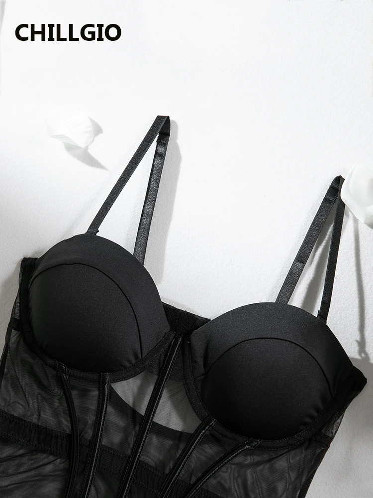 CHILLGIO المرأة مثير شير Underwire البرازيلي ملخصات الدعاوى الحميمة ضيق حمالات الصدر السروال Ins موضة الصلبة شبكة المثيرة أطقم داخلية جريمي